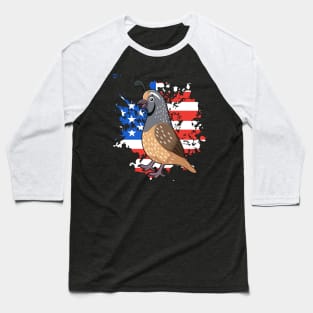 Quail American Flag Quail America Baseball T-Shirt